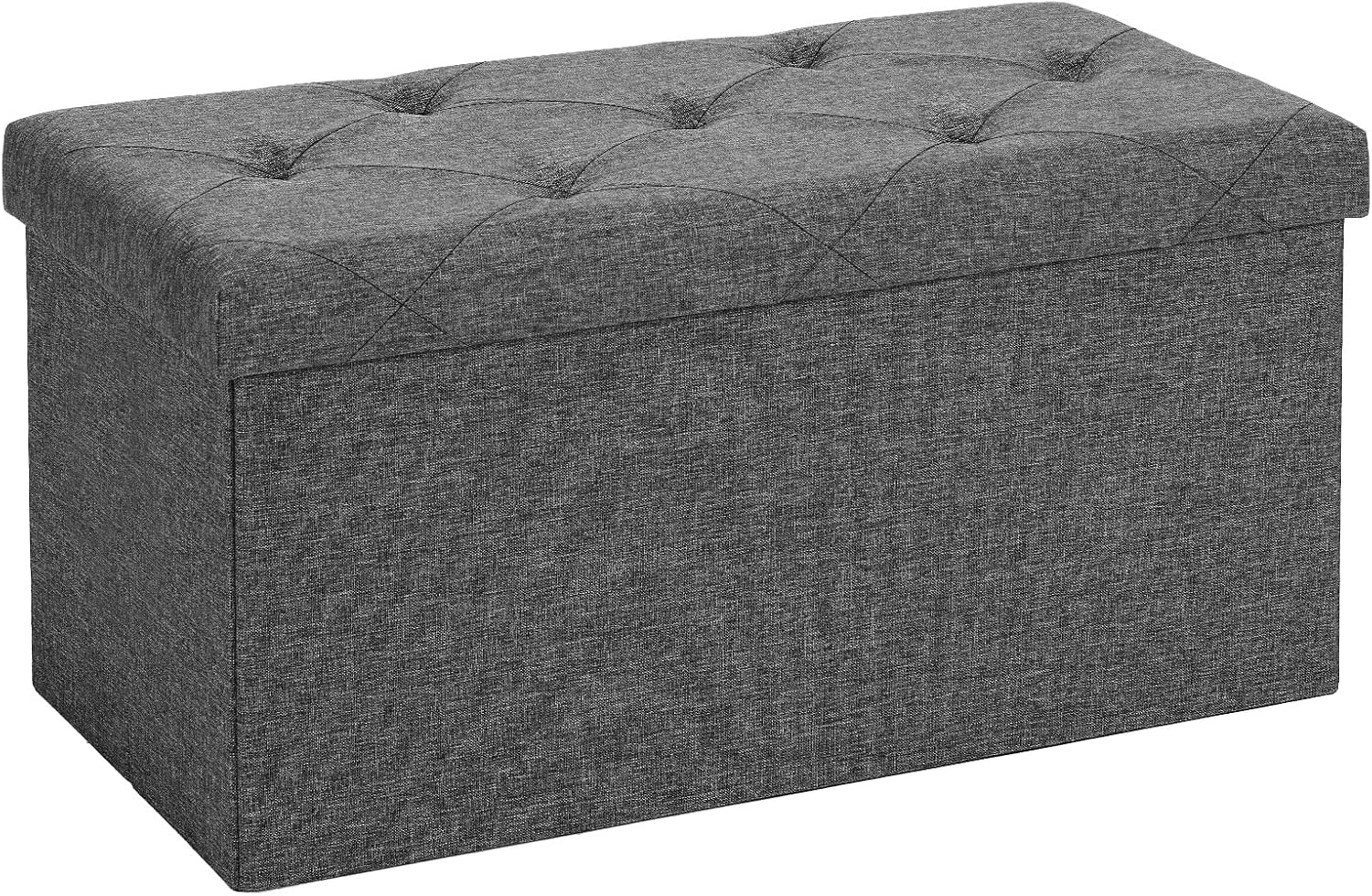 NEWBULIG 30 Inches Folding Storage Ottoman Bench with Padded Seat for Bedroom, Small End of Bed Foot Rest Stools Storage Chest, Living Room, Pure Grey.