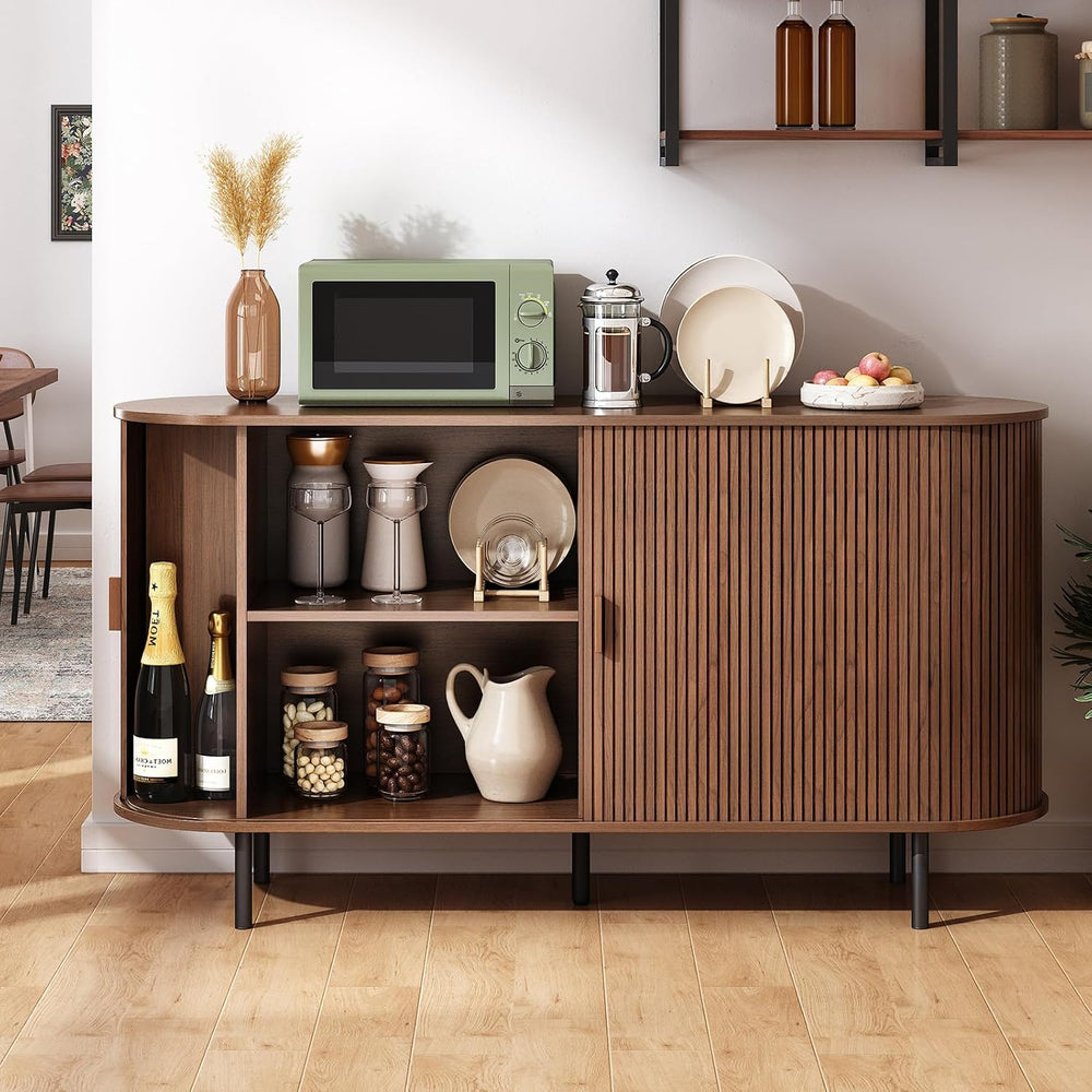 ONBRILL 55" Sideboard Buffet Cabinet with Storage, Sliding Door & Ad...