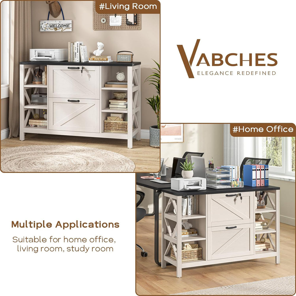 Vabches File Cabinet with 2 Drawers, Farmhouse Lateral File Cabinet Fits File...