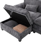 Ball & Cast 109" Oversized Sectional Sofa,Comfy Cloud Couch W/Movable Storage Ottoman,L Shaped Sectional Sofa W/USB Charging Port,Phone Holder&Side Pocke,Chenille Fabric,for Living Room,Gray
