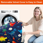 3.8 Ft Dinosaur Bean Bag Chair for Adults with Memory Foam Filling, Bean Bag Chair with Soft Velvet Cover, Bean Bag Sofa Couch for Living Room Bedroom, Birthday Gift for Women Men, XXX-Large