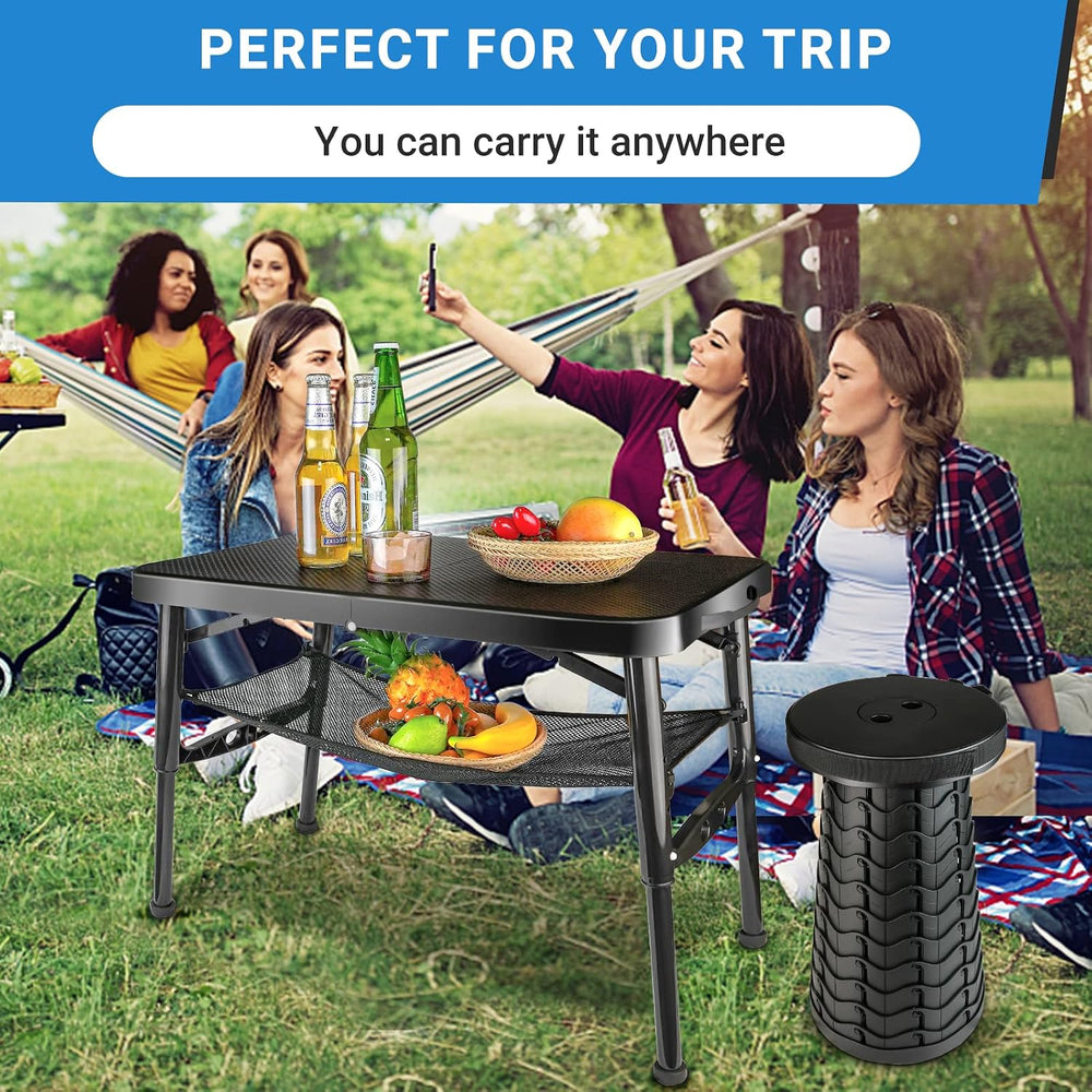 Portable Folding Table and Stool Set, Lightweight Foldable Table & Collap...