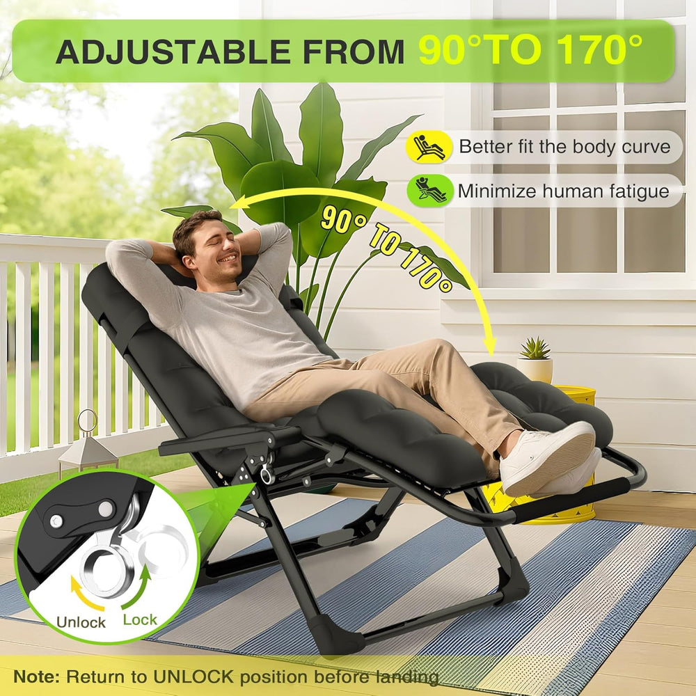 Suteck Zero Gravity Chair, Reclining Camping Lounge Chair w/Removable Cushion...