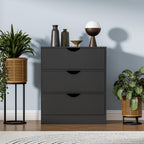 3 Drawers Dresser (Set of 2) for Bedroom, Fabric PU 6 Drawer with Wood Frame, Black Dresser with Large Organizer, Chest of Drawers for Closet, Living Room, Hallway, Black