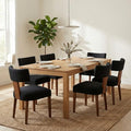 Dining Chairs Set of 6 Upholstered Dining Chairs, Mid Century Modern Kitchen Chairs with Solid Wood Legs and Ergonomic Curved Backrest, Black Linen Fabric (Black, Set of 6)