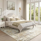 Washable Area Rugs 8'x10' Non-Slip Modern Abstract Soft for Living Room Entryway Bedroom Nursery, Print Pattern, Neutral Brown Gray