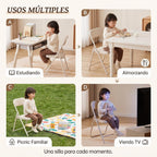 Kids Folding Chair Set 6-Pack, Plastic Chair with Metal Frame | Sturdy, Lightweight, Portable, Steel Frame, Easy Storage, Indoor Outdoor Use, Beige