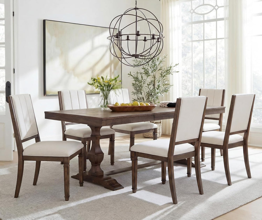 WAMPAT 74.8-inch Long Vintage Farmhouse Dining Table for 6-8 People,Sturdy Wo...