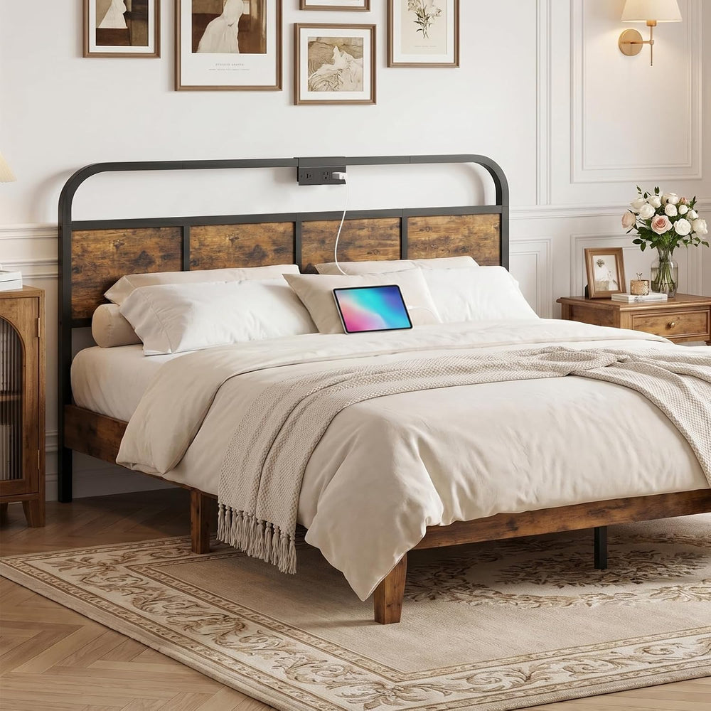 YATINEY Queen Size Headboard Only, Head Board with Sliding Charging Station, ...