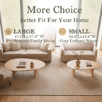 Honyee Oval Coffee Table, 47.2" Wood Coffee Table for Living Room, Modern Wooden Center Table with Solid Wood Veneer Legs, Sturdy Rounded Edge Design, Easy Assembly, Apartment Friendly, Natural