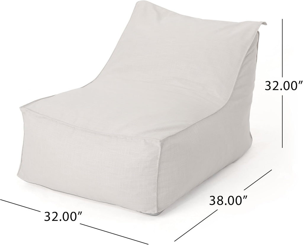 Great Deal Furniture GDFStudio Tulum Outdoor Khaki Water Resistant Fabric Bean Bag Lounger