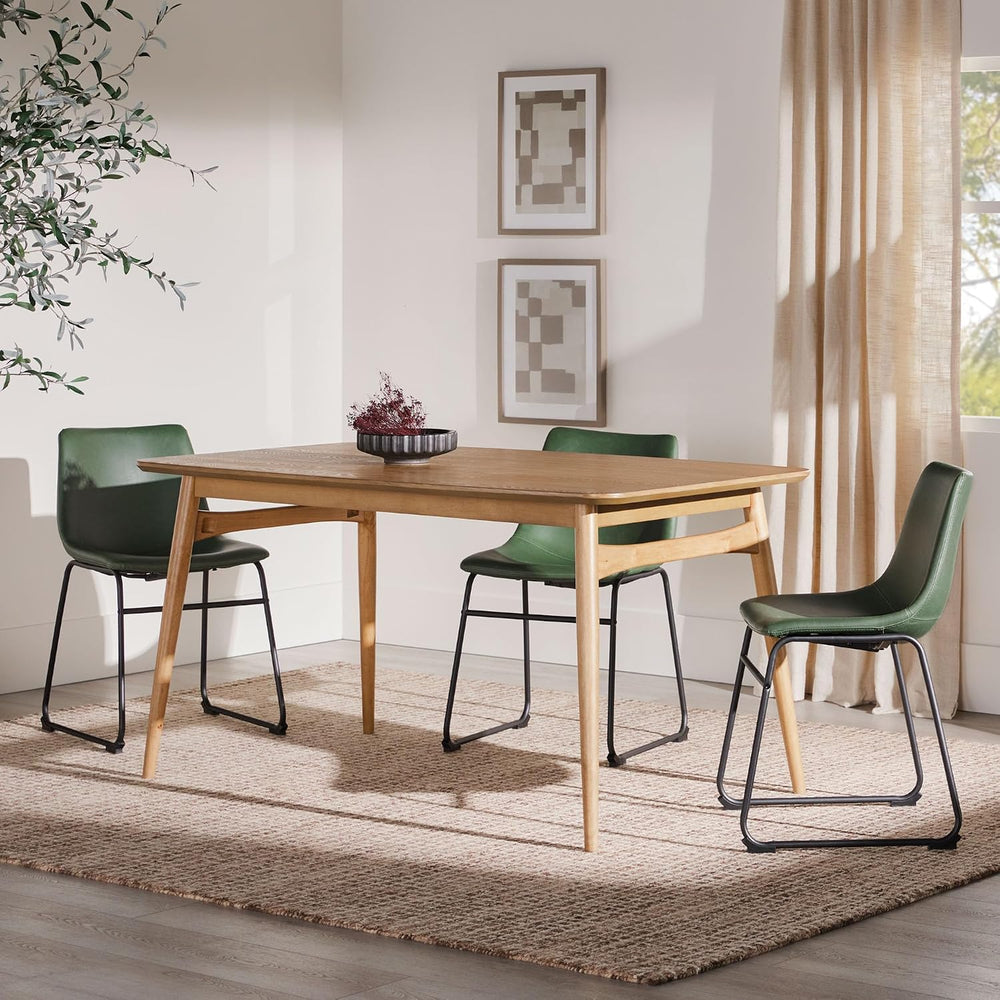 Walker Edison Mid-Century Modern Solid Wood Tapered-Leg Dining Table, 59 Inch...