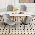 Dining Chairs Set of 4 Modern Fabric Dining Room Chairs Upholstered Dining Chairs with Thick Cushions Metal Legs Armless Back Chair for Kitchen and Living Room Light Gray