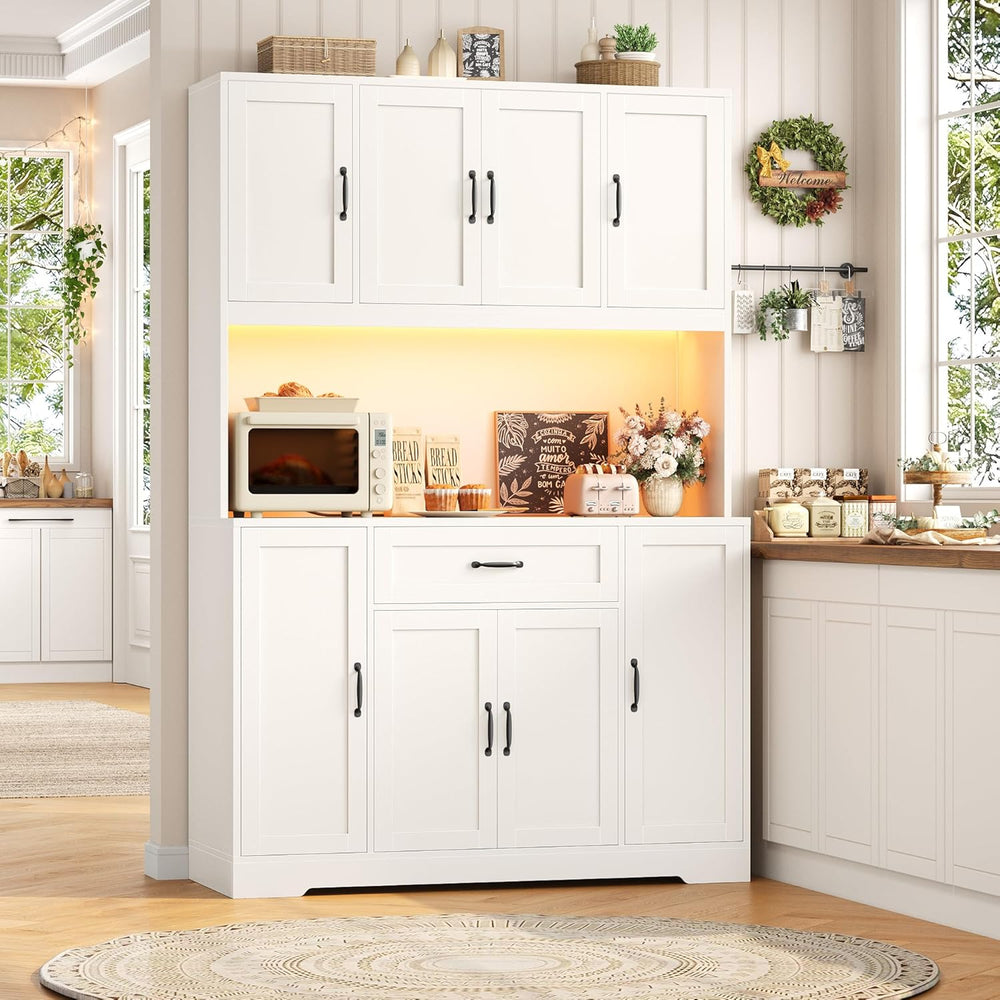 HITHOS 70" LED Kitchen Pantry Cabinet with Charging Station, 47" Wi...