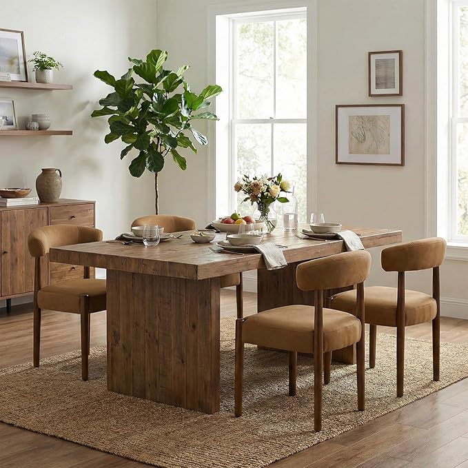 VKNOW Wooden Dining Chairs Set of 2, Modern Upholstered Dining Room Chairs wi...
