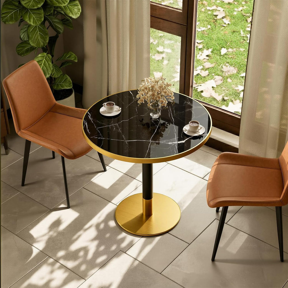 31.5" Round Tulip Table with 1.2" Thick Nero Marquina Sintered Ston...