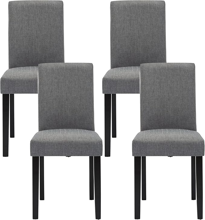 LSSPAID Dining Chairs Set of 4, Modern Stylish Fabric Upholstered Parson Chair, Dining Room Chairs with Solid Wood Legs for Kitchen Living Room, Grey