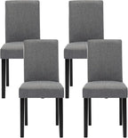 LSSPAID Dining Chairs Set of 4, Modern Stylish Fabric Upholstered Parson Chair, Dining Room Chairs with Solid Wood Legs for Kitchen Living Room, Grey