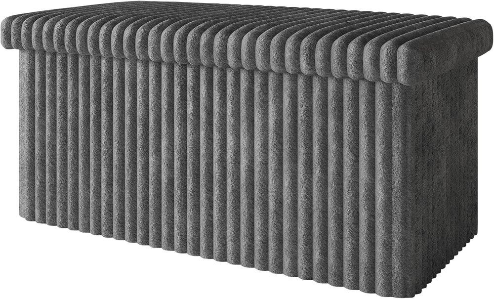 HOME DESIGN Florence 30" Upholstered Folding Storage Bench, Tufted Top, ...