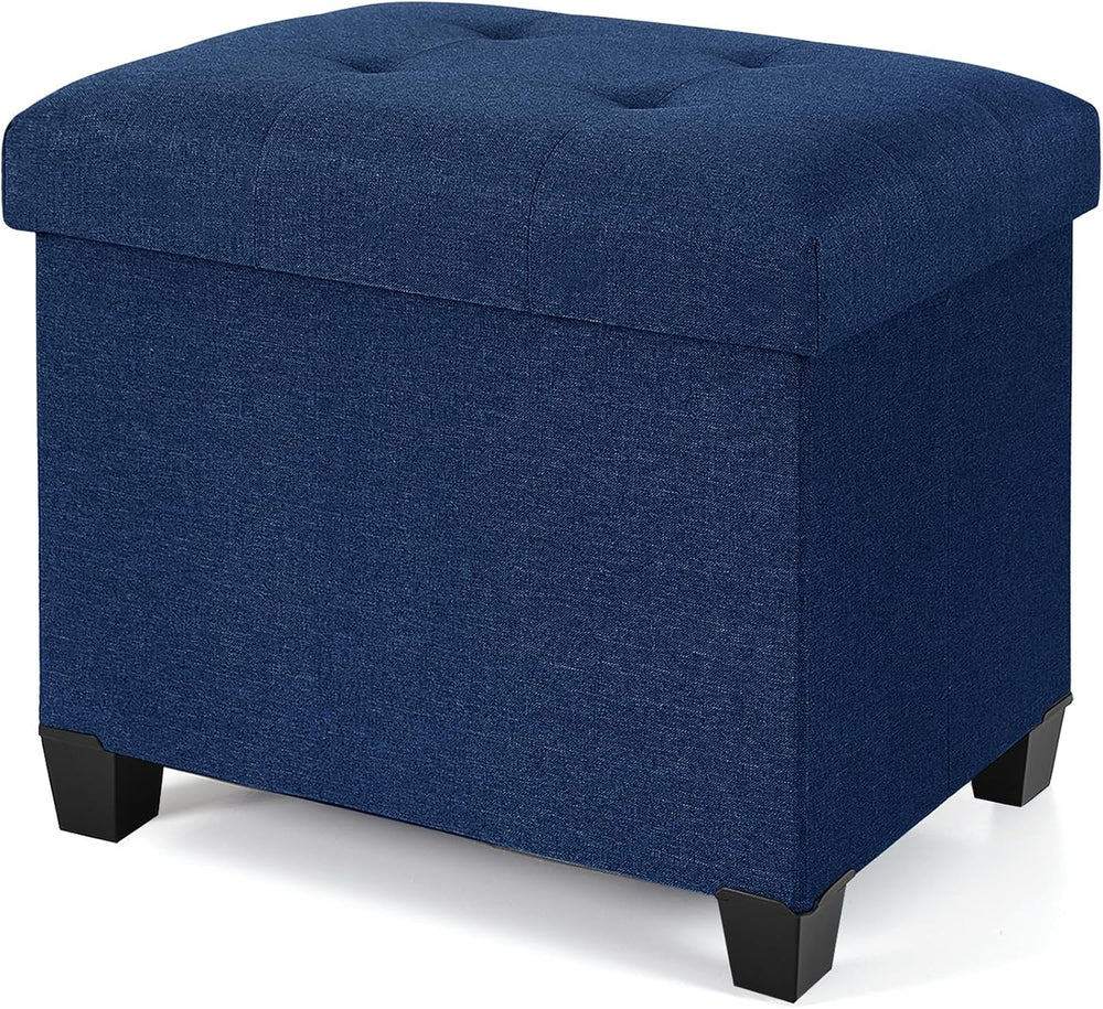 Ottoman with Storage, Rectangular Storage Ottoman, Linen Ottomans with Legs f...