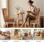 SyMax Dining Chairs Set of 6, Faux Leather Parson Dining Room Chairs, High-End Tufted Kitchen Side Chairs for Bedroom, Living Room, Brown