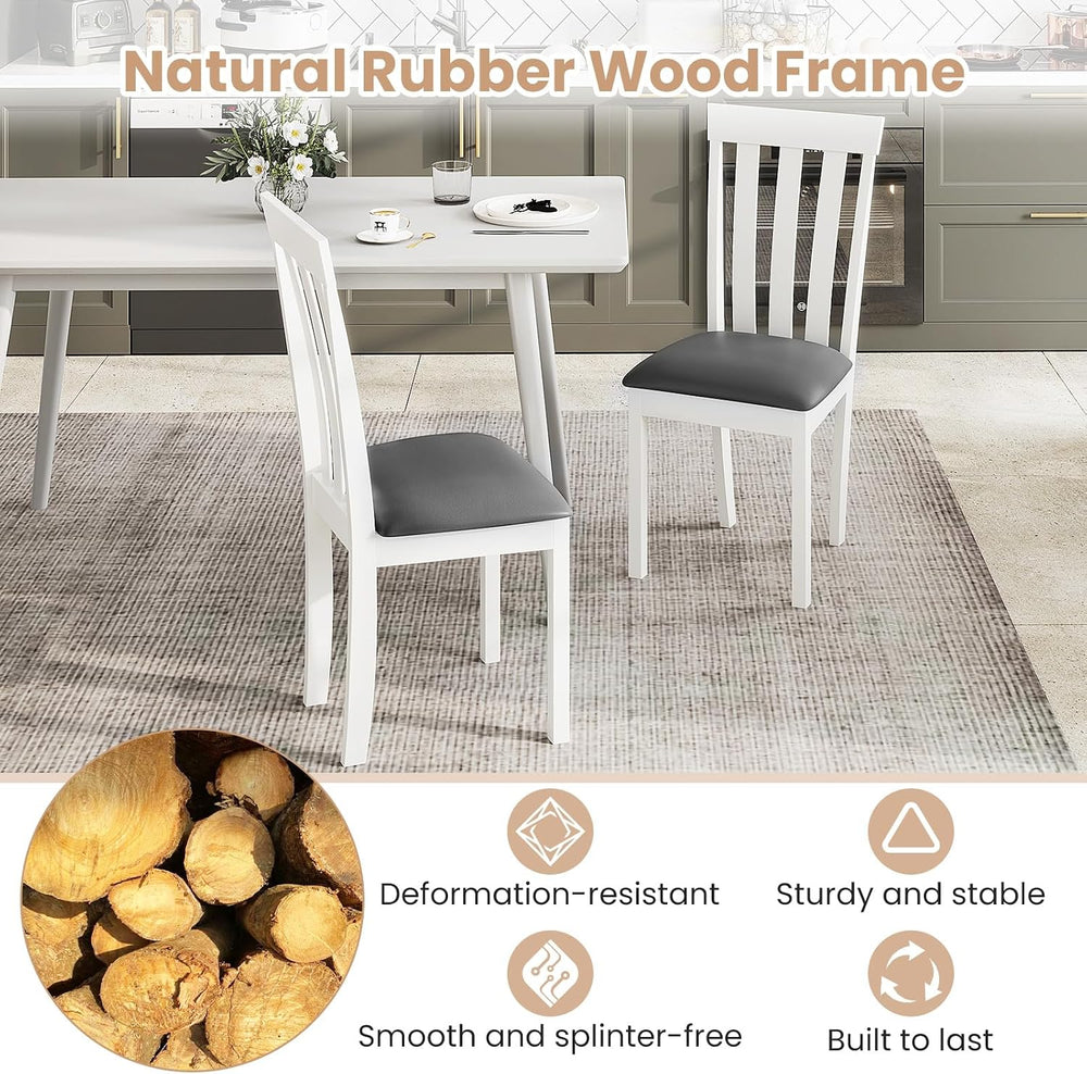 GOFLAME Wood Dining Chairs Set of 4, Upholstered Faux Leather Kitchen Side Ch...