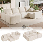 Homall Sectional Couches for Living Room, Modern Boneless Couch with Deep Seat, Upholstered Cloud Sofa, No Assembly Required (Beige, Oversized Sofa)