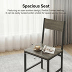 POWERSTONE Industrial Dining Chairs Set of 4, Wooden Kitchen Chairs with Slanted Backrests & Metal Legs, 330lb Capacity, Easy to Assemble, Farmhouse Dinner Seats for Living Room, Restaurant, Oak Grey