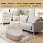 MEGASKET 108L Super Large Blanket Basket, 25" x 16" x 16" Woven Jumbo Basket for Blankets, Toys, Laundry, Extra Large Cotton Rope Pillow Holder Organizer, Entryway Shoes Bin, Living Room Storage