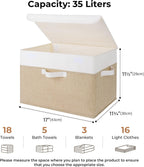GRANNY SAYS Storage Boxes with Lids, Decorative Storage Bins, Shelf Baskets, Clothes Storage and Organization, White/Khaki, 2-Pack