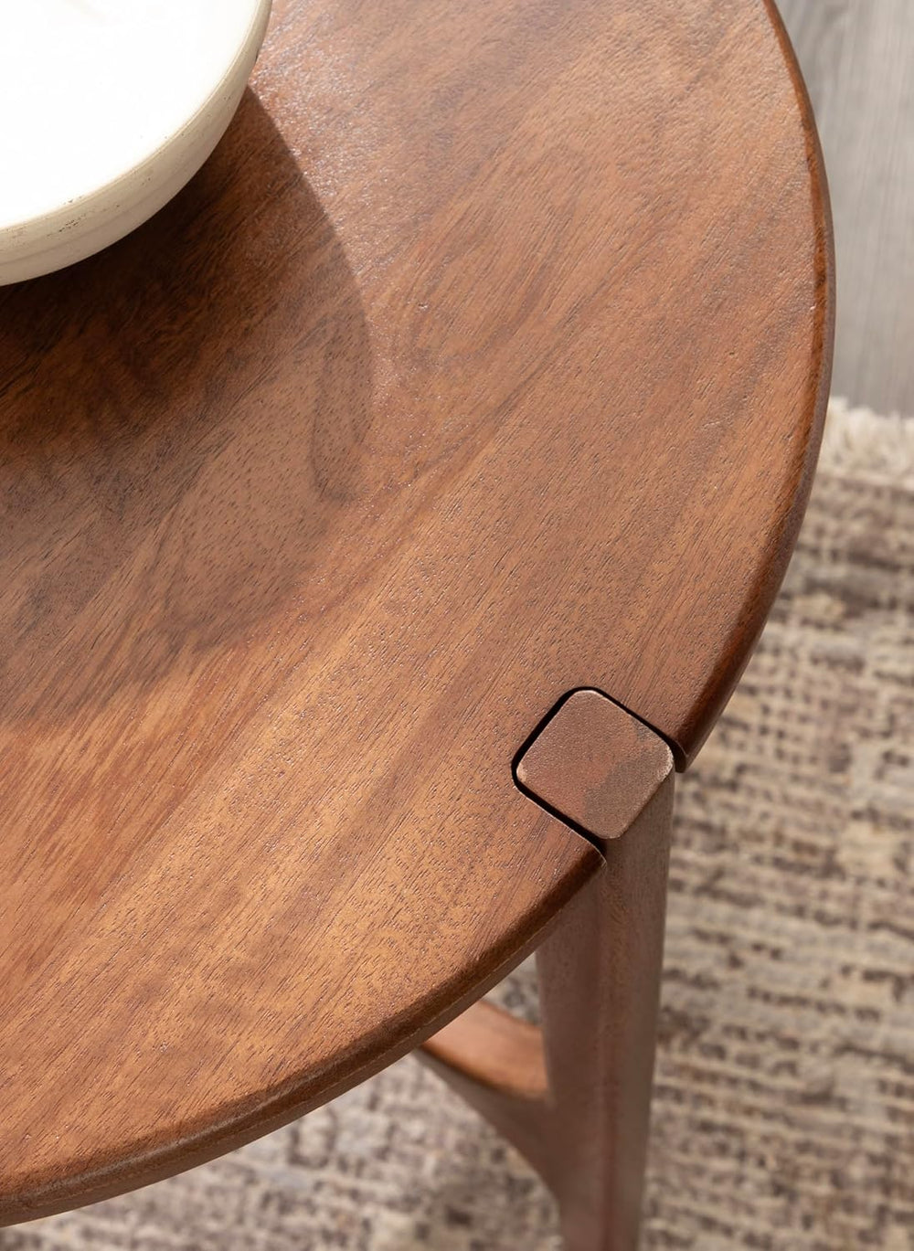 Kate and Laurel Kroscove Modern Geometric Mango Wood Round Side Table, 18 x 1...