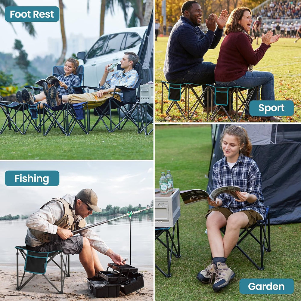 FUNDANGO 2 Pack Camping Stool Padded 18.1in 440Lbs Folding Foot Rest