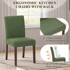 Upholstered Parsons Dining Chairs Set of 4, Modern Dining Room Chairs with Back, Fabric Kitchen Side Chairs with Wood Legs for Dinner Farmhouse Restaurant, Green