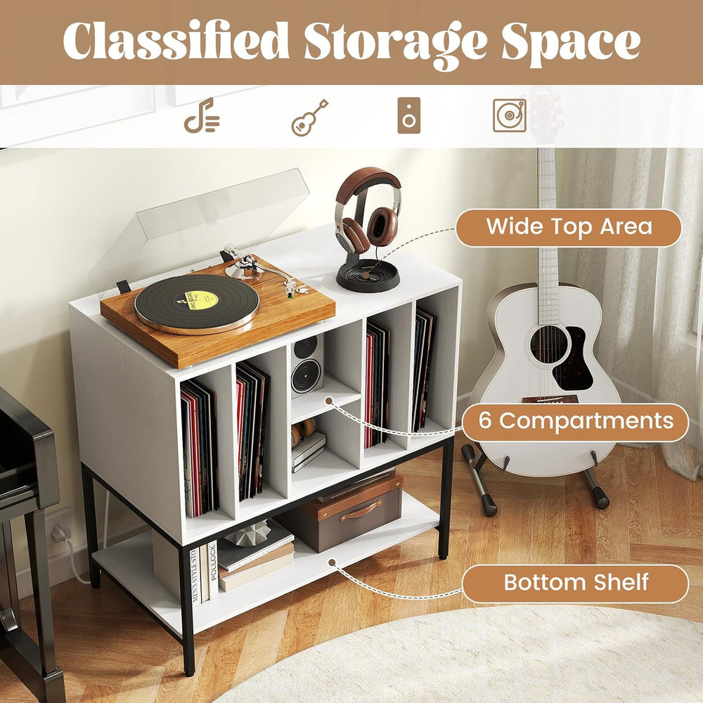 LOKO Record Player Stand with Charging Station, Turntable Stand with Vinyl St...