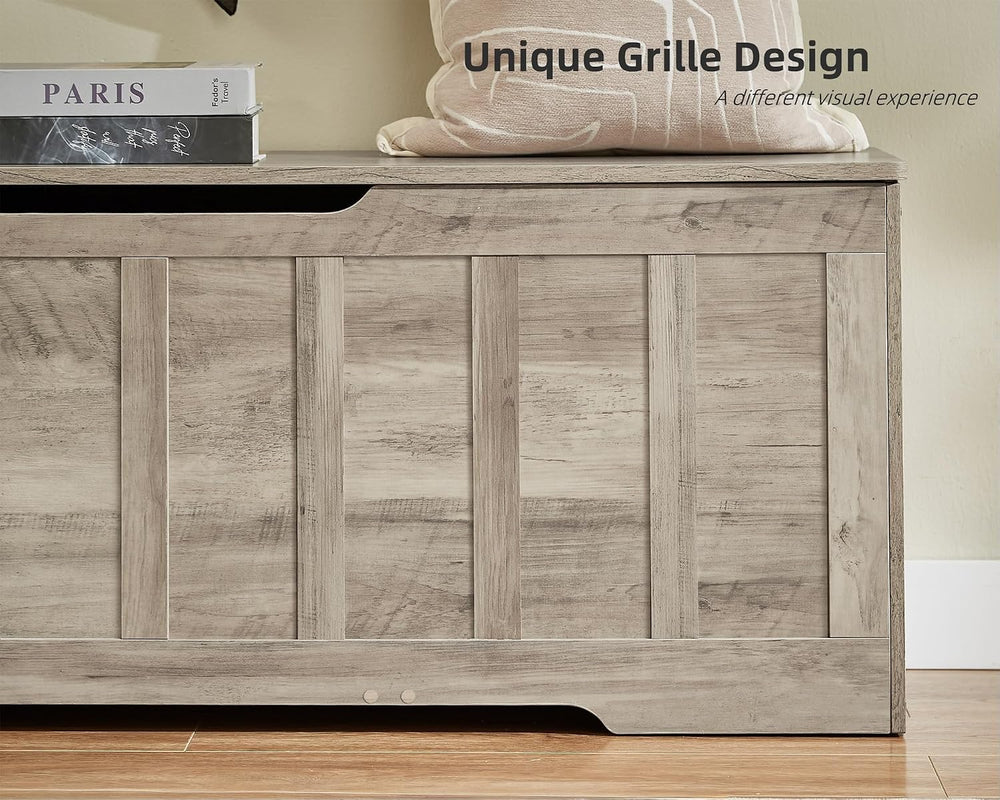 VANKILEY 51.2" Storage Chest Extra Large,Wooden Storage Bench,Greige | C...