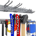 Garage Tool Organizer Wall Mount 48 inches with 10 Adjustable Heavy-Duty Hooks, Garage Organization, Garden Tool Storage Rack, Yard, and Shed, Holds Up to 400 lbs (Grey)