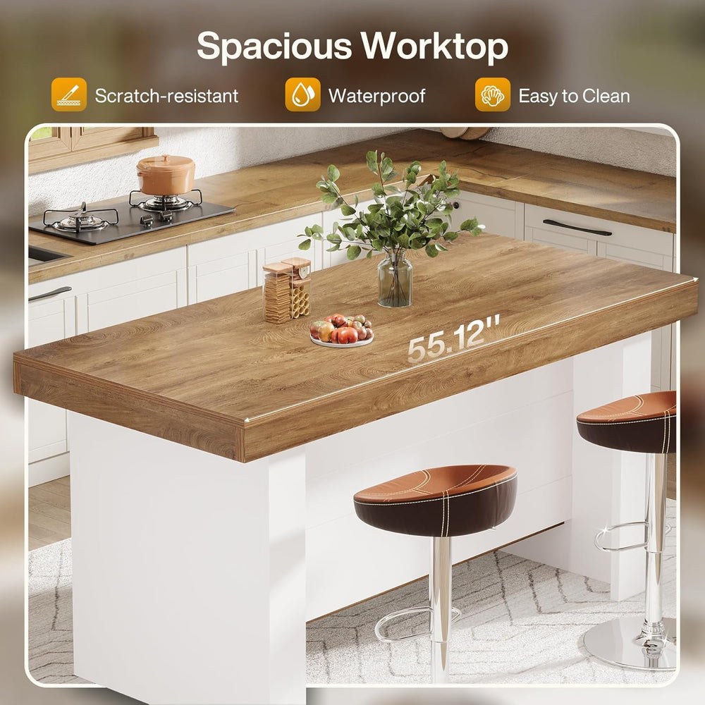 Tribesigns 55-Inch Kitchen Island with Storage, Farmhouse Center Island Table...