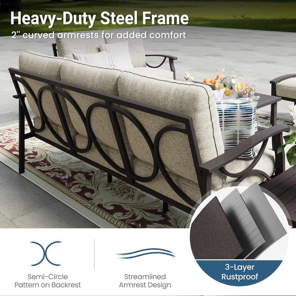 RoyalCraft Outdoor Patio Furniture Set, 3 Pieces Metal Patio Conversation Set...