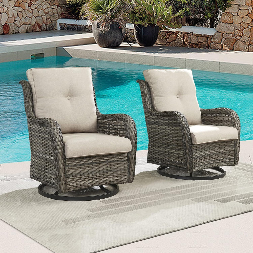 Outdoor Patio Swivel Rocker Chairs - Wicker Rattan Patio Swivel Rocking Chair...