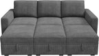 HONBAY Modular Sectional Sleeper Sofa Bed, Pull Out Couch with Storage Ottoman, U Shaped Sectional Couches for Living Room, Dark Grey