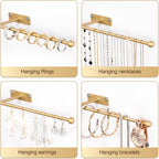 Wall Hanging Jewelry Organizer 12.6", Screws Included, Gold 4-Pack | for Earring, Bracelet, Rings, Hairband, Sunglasses