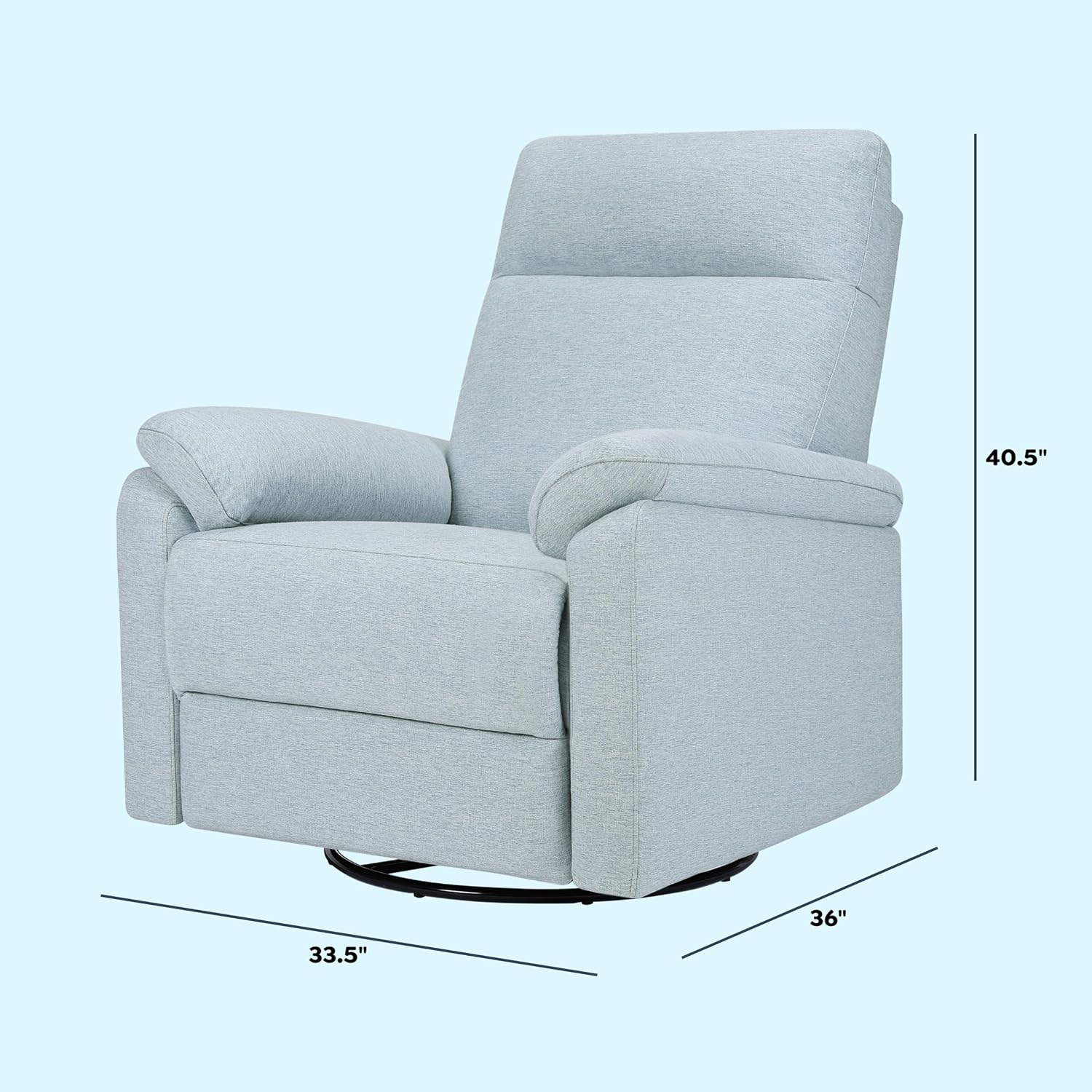Davinci Suzy Swivel Recliner in Heathered Blue, GREENGUARD Gold & CertiPUR-US® Certified