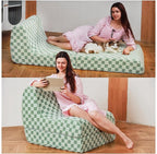 Bean Bag Chair with Checkerboard Shaker Fleece Fabric, Folding Sofa Bed, Floor Sleeper Lounge Chair, Lazy Sofa for Living Room, Bedroom, Apartments (Mint Green)