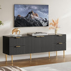 SICOTAS TV Stand for 55/60/65/70 Inch TV - 62 Inch TV Stands for Living Room Entertainment Center with 4 Drawers, Fluted Modern TV Media Console Television Cabinet for Bedroom (Black,1 Piece)