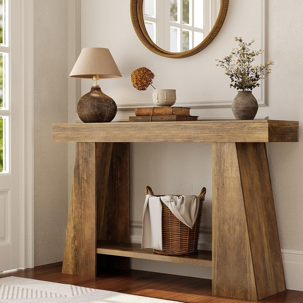 47.24" Farmhouse Entryway Console Table, Narrow Sofa Table Behind Couch,...