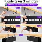 Under Desk Cable Management Tray - Under Desk Cord Management - Clamp/Screw Mount - Fabric Wire Management - Cable Raceways Tray Cord Hiders for Office/Home (Black, 28.6"×5.6")
