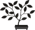 MyGift Jewelry Tree w/Bird Nest 48 pair Earrings Holder, Bracelets/Necklace Organizer Stand (Black Metal)