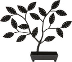 MyGift Jewelry Tree w/Bird Nest 48 pair Earrings Holder, Bracelets/Necklace Organizer Stand (Black Metal)