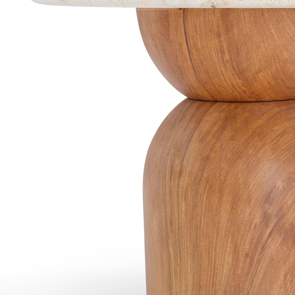 First of a Kind Side Table in Brown,Travertine Concrete