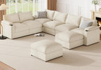 Couches Oversized Chenille Cloud Sofa (Chenille Beige, U Shaped 8 Seat) | Sectional Couch Chaise Detachable Armrest Cushion FSC Certified U Shaped Convertible Modular Sleeper Sofa for Living Room